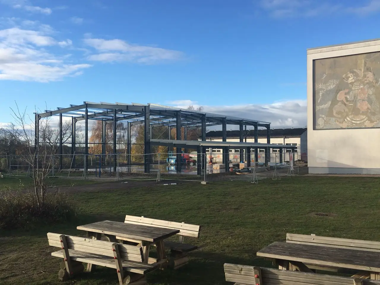 Bau der Sport und Mehrzweckhalle Sagard